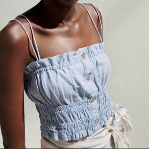 New Zara Light Blue Women's Smocked Top size XS
